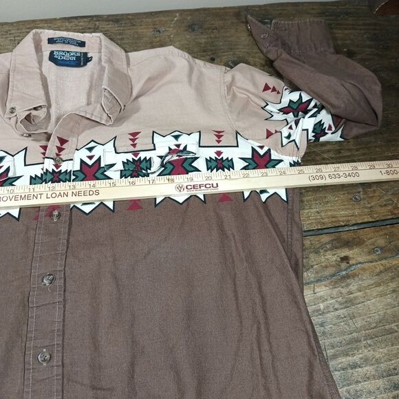 Brooks Dunn Shirt XL Panhandle Aztec Western Cowboy Rodeo Long Sleeve Brown - Picture 8 of 9